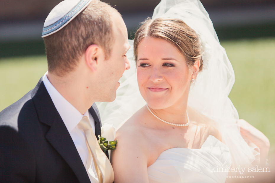 bride and groom share a moment