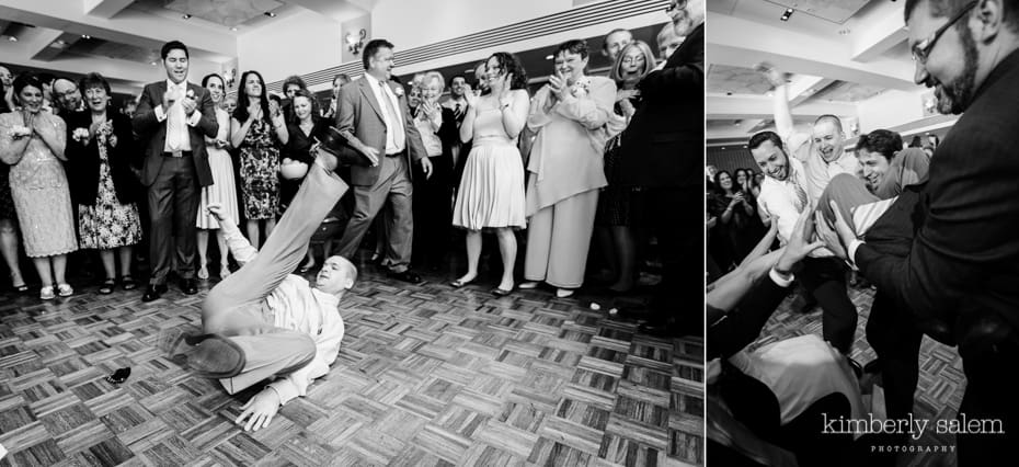 crazy breakdancing by wedding guest