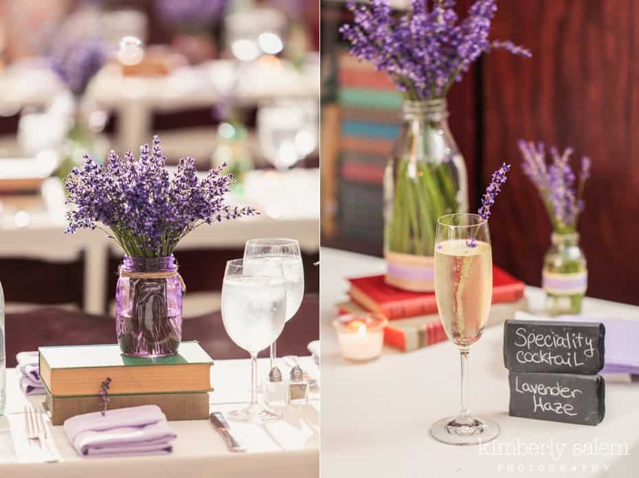 Fresh lavender and mason jar details with Lavender Haze cocktail