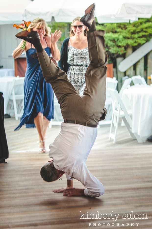 the officiant enters the reception upside down