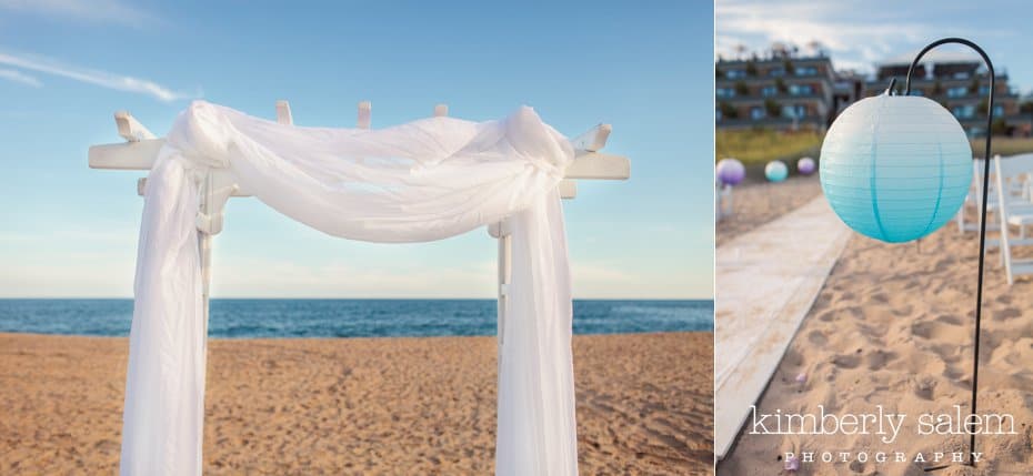 ceremony details on the beach at Gurney's Inn