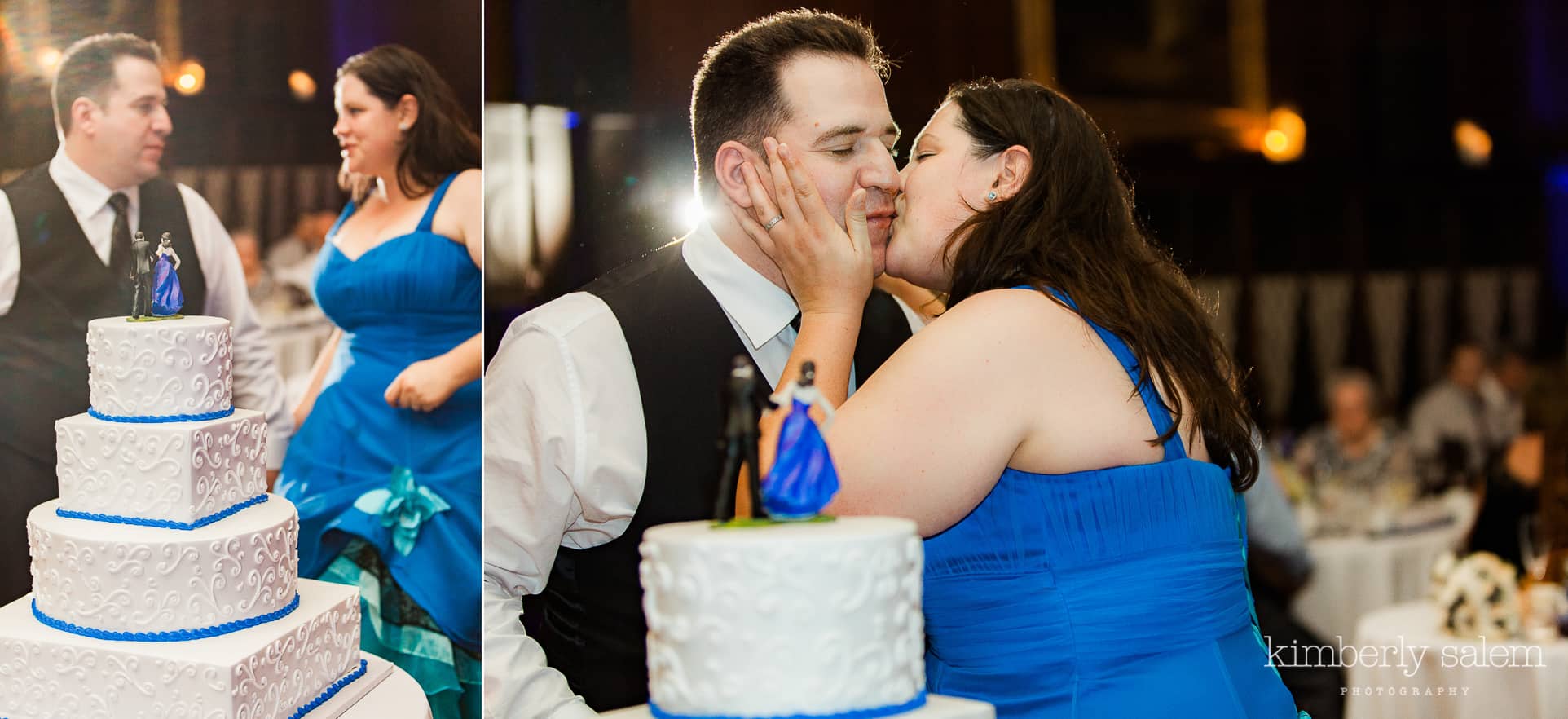 cake cutting with bride and groom at Reid Castle